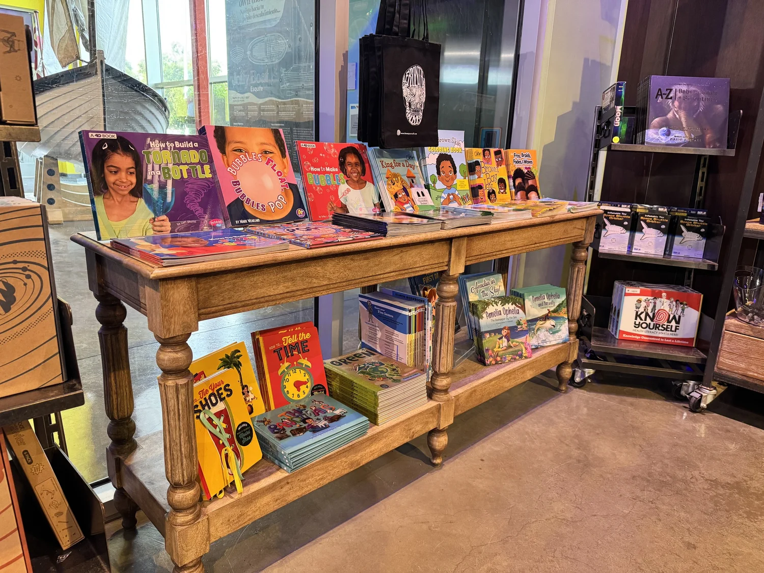 Curated retail merchandise displayed in a destination venue